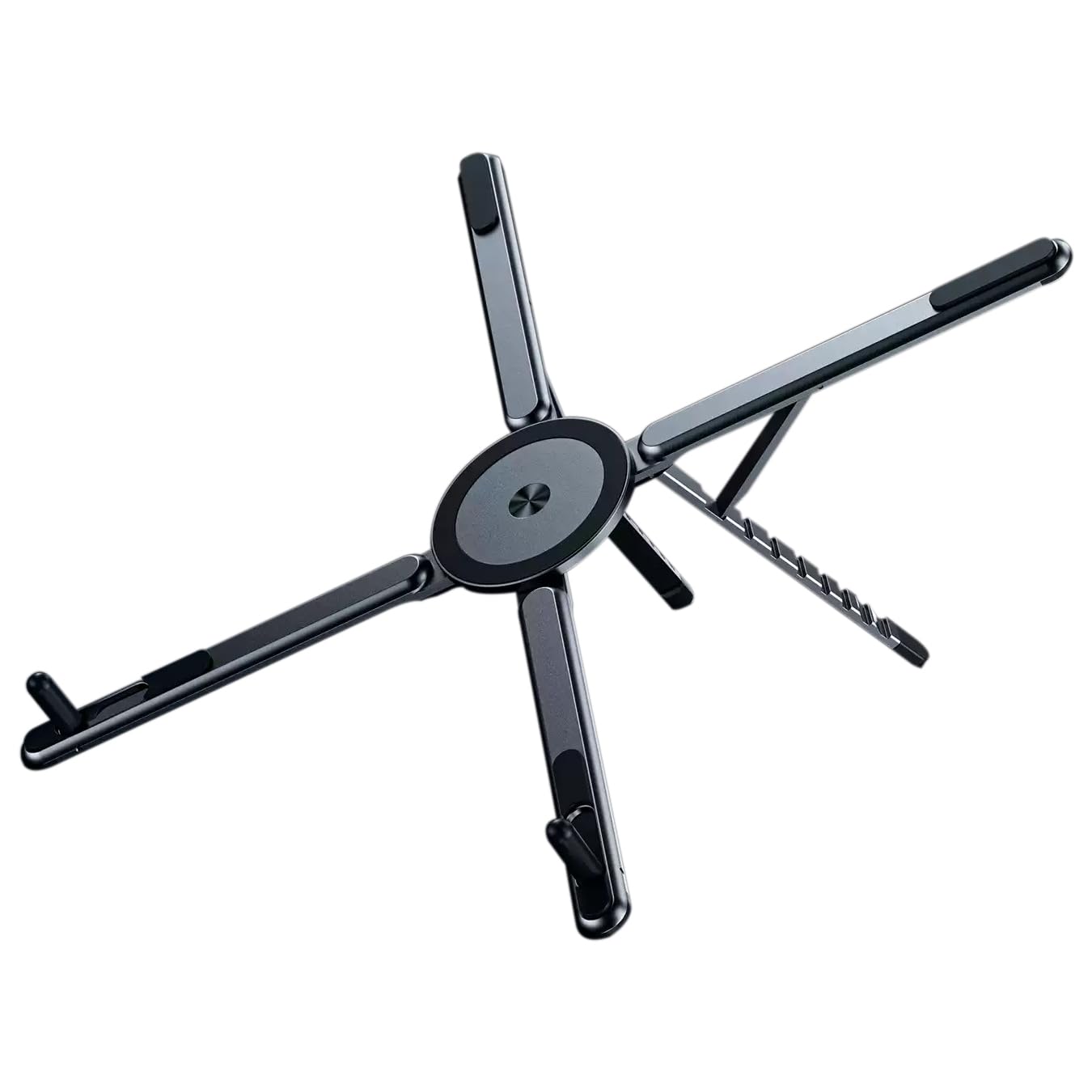 Beruth Adjustable Foldable Laptop Stand for Desk, MagSafe Compatible Aluminum Riser with N52 Magnetic Grip, Portable Holder for MacBook, iPad