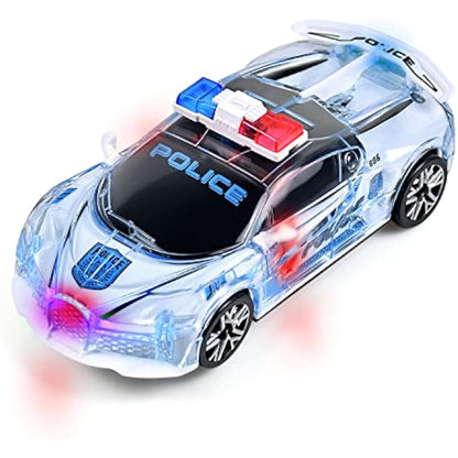 Tuko Police Car Toy with Light and Sound, 1:36 Scale Electric Car Toy for 3+ Years Old Boys and Girls Gift