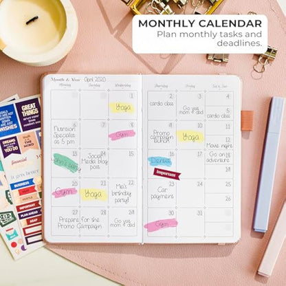 GoGirl Planner and Organizer for Women – Pocket Weekly Planner, Goals Journal & Agenda for Time Management & Productivity. Undated (Peach pink)