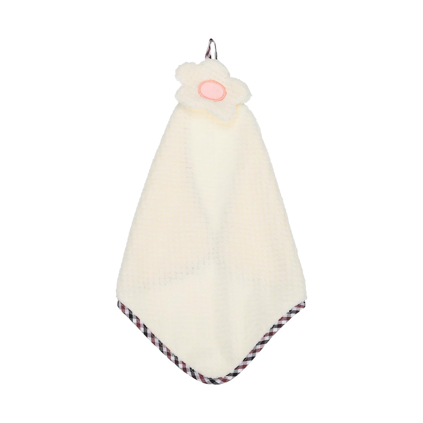 sourcing map Hand Towel, Soft Coral Fleece Hand Towels with Hanging Loop Decorative Flower Pattern Quick-Drying and Washable for Home Bathroom