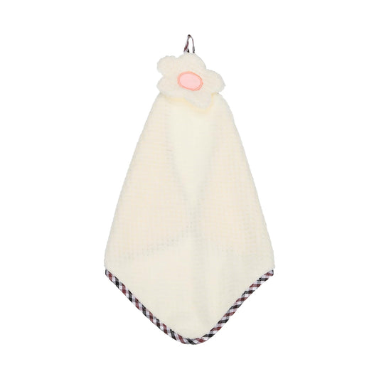 sourcing map Hand Towel, Soft Coral Fleece Hand Towels with Hanging Loop Decorative Flower Pattern Quick-Drying and Washable for Home Bathroom