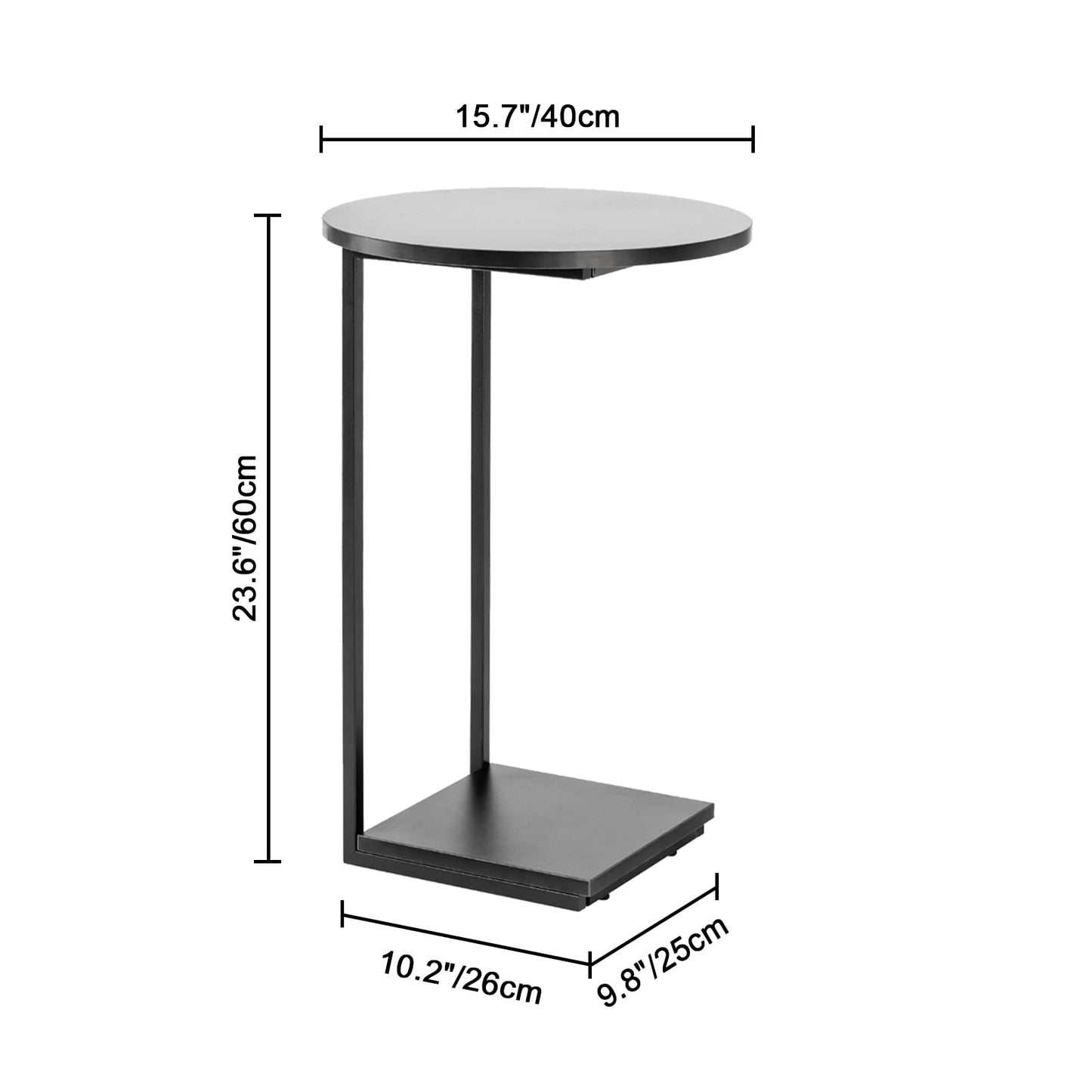 HDANI C-Shaped Side Table,Round End Table under Sofa,Bedside Table,Sofa Side Table with Metal Frame,Small Coffee Snack Table for Living Room
