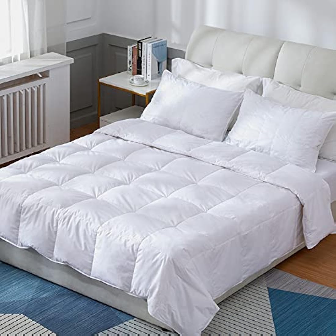 Threads For Bed 4.5 tog Down & Feather Duvet, Super King Duvet, Ideal Comfort For Spring & Summer Months, 100% Cotton Down Proof Fabric, Premium Box-Stitch Design, Breathable & Machine Washable