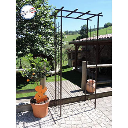Louis Moulin 3046 Narrow Square Tube Pergola for Climbing Plants Aged Iron 97 x 40 x 198 cm