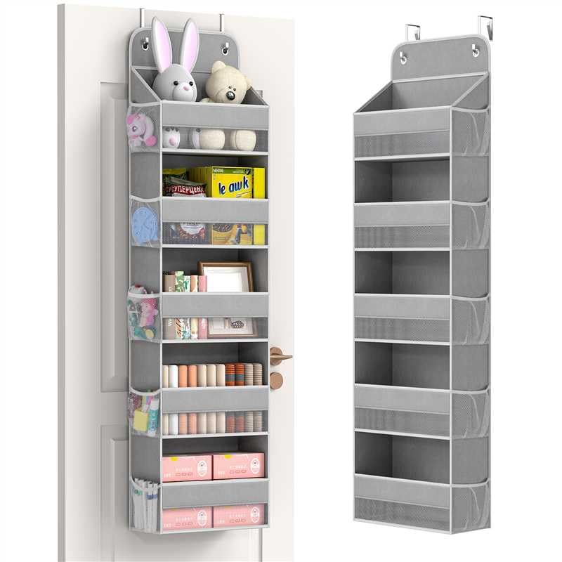 LAMU 5-Tier Over The Door Storage, Swing - Proof Hanging Wardrobe Organiser for Baby Clothes, Back of Door Storage for Bedroom, Nursery and Bathroom