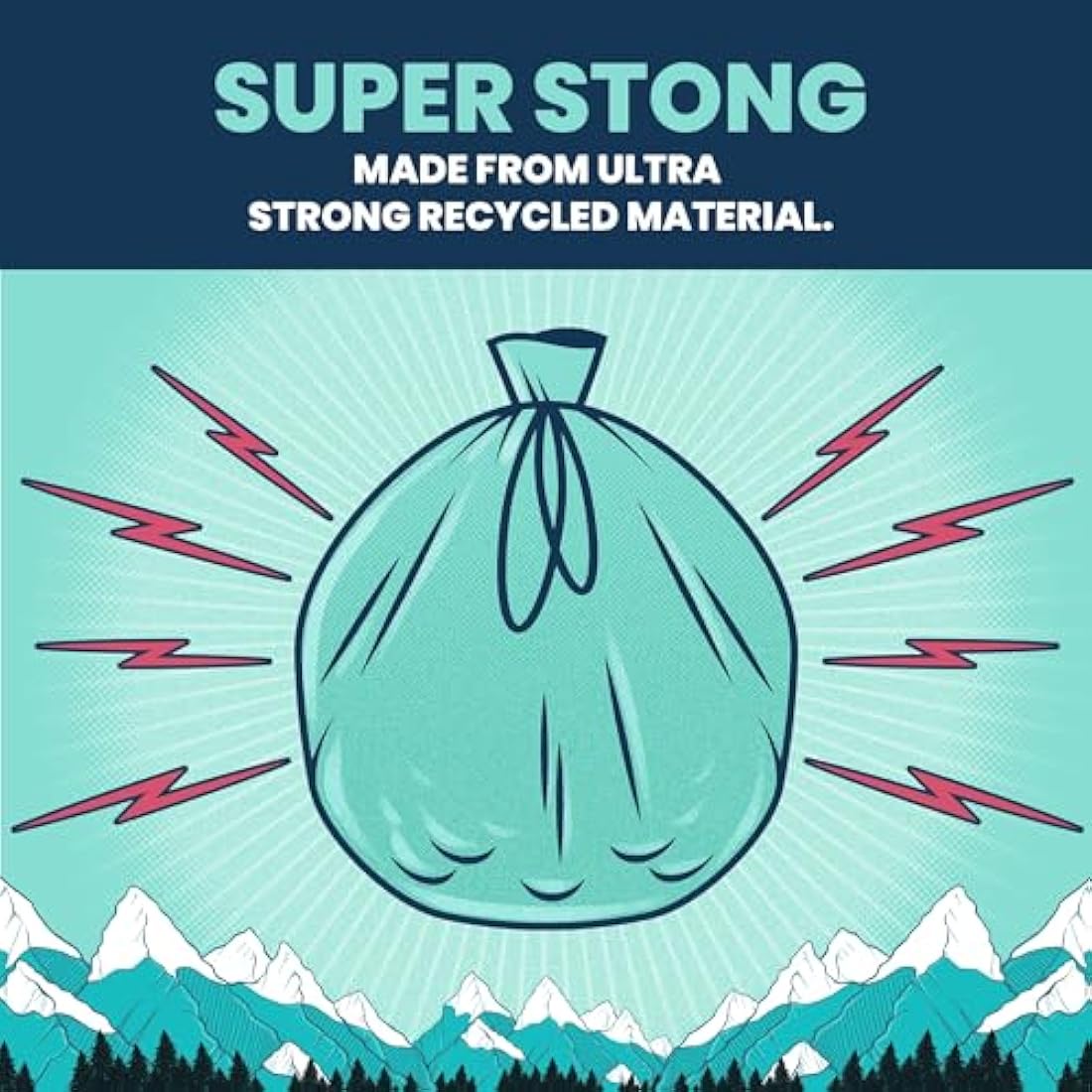 BEAST BIN BAGS, 10 Rolls of 10 x 50 Litre Bags (Total 100 Bags) - Made From 100% Recycled LLDPE - Incredibly Strong Drawstring Swing Blue Bin Bags