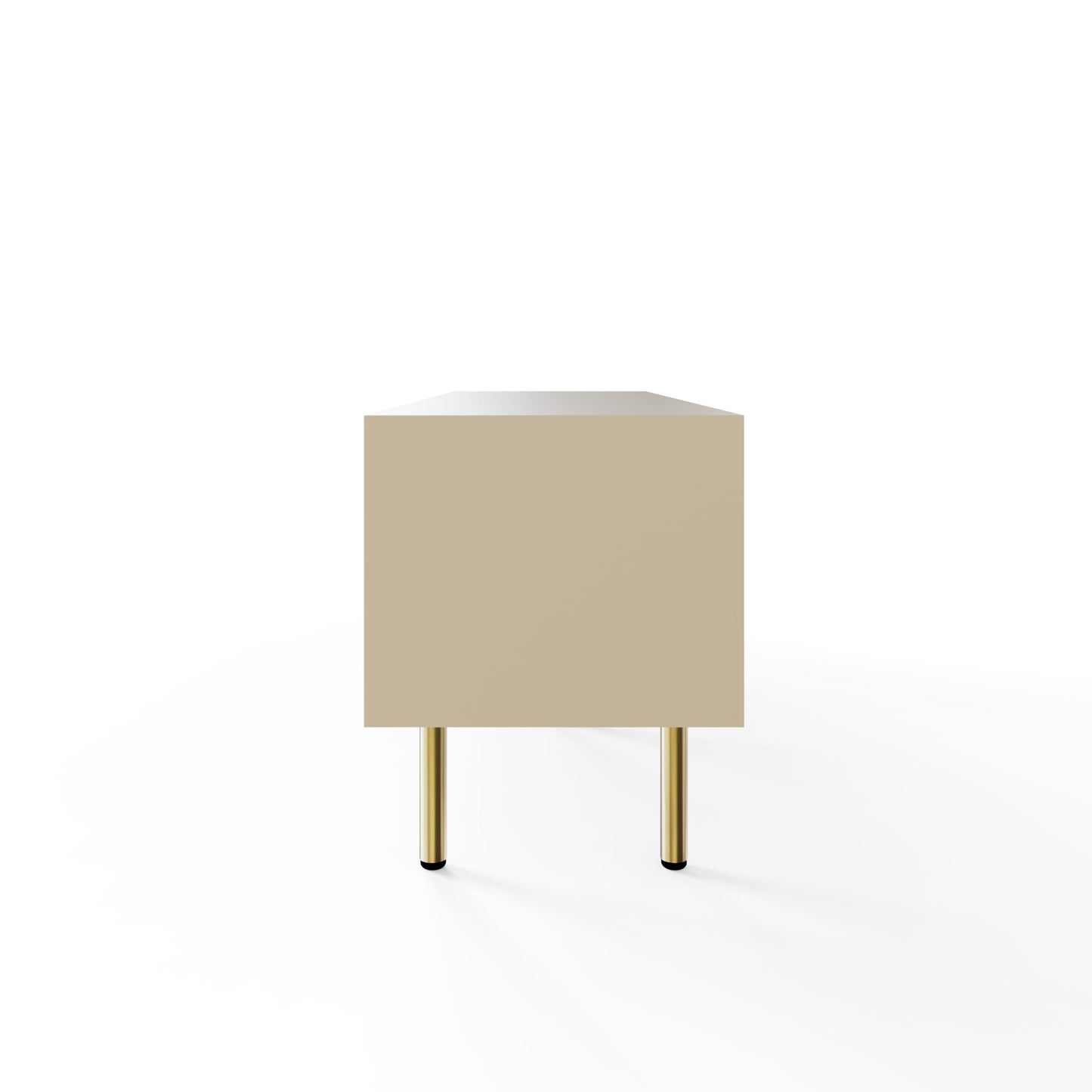 GFW Nervata TV Unit in Ivory, Art Deco Entertainment Stand with Drawer, Cupboards & Gold Effect Accents