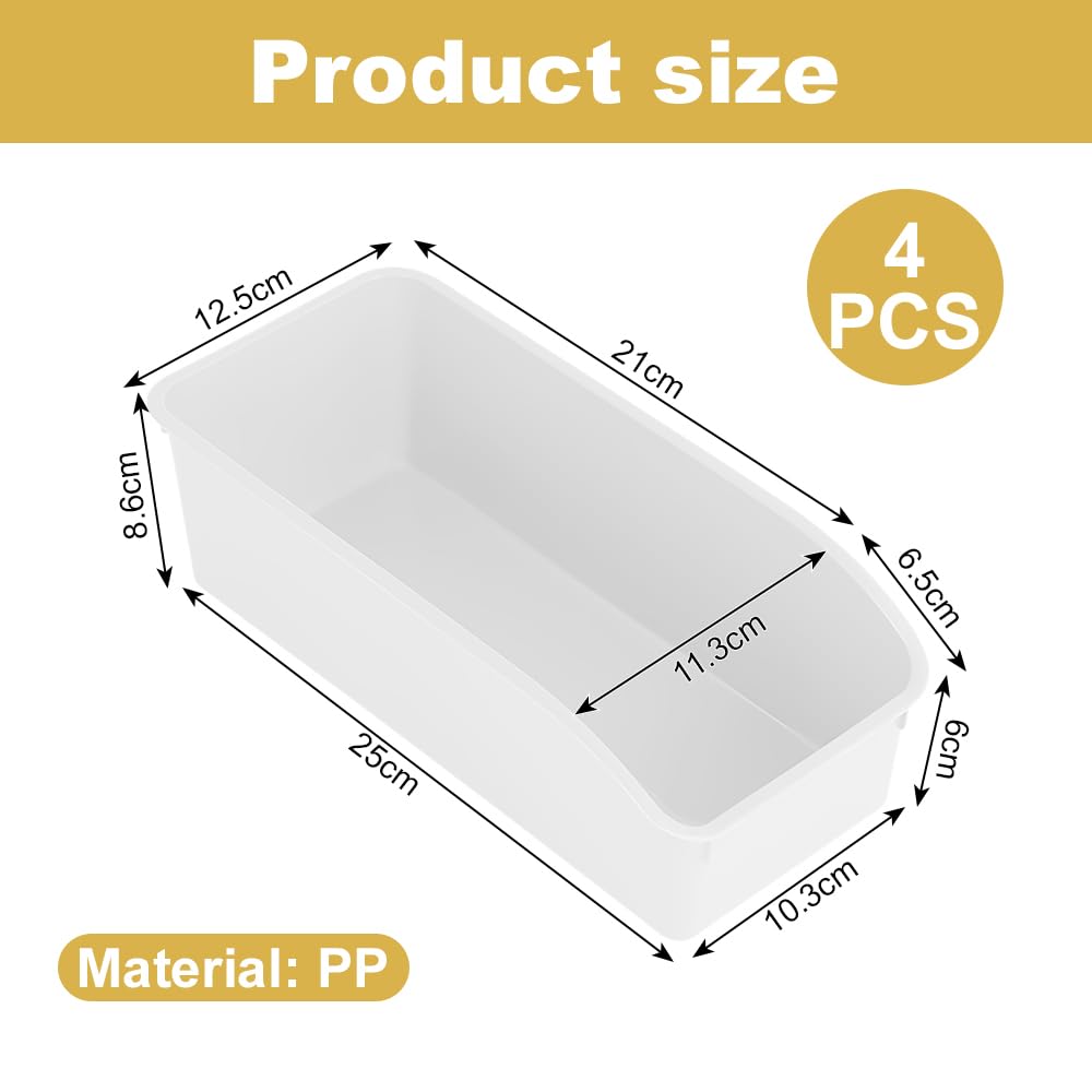 Set of 4 Storage Boxes, Storage Basket, Plastic Organiser Box