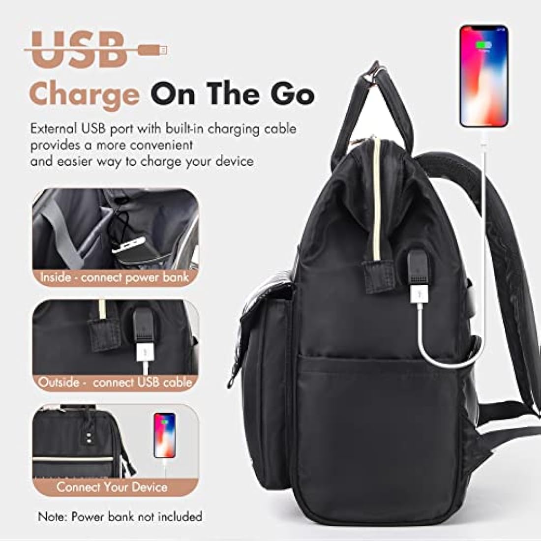 Lekesky Laptop Backpack Women Rucksack Bags 15.6 Inch Laptop Backpack with USB Port School Bag for Travel Business College Women Men- Black
