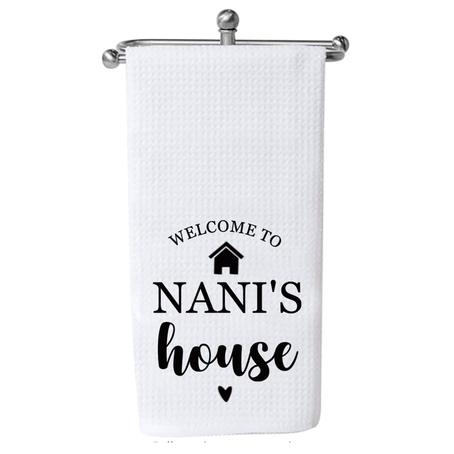 LEVLO Nani Gift Grandma Kitchen Towel Welcome To Nani’s House Grandmother Gifts From Grandkids (NANI'S house MKU)