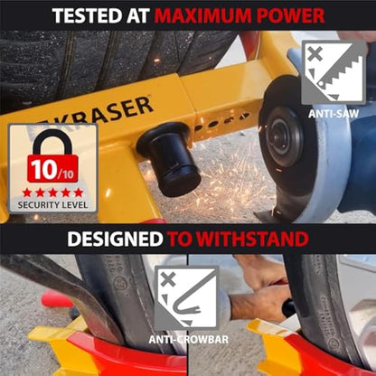 KRASER WA820 Wheel Clamp Theft Security, Universal, Adjustable Cars, Caravans, Trailers, PVC Protection, Anti-Drill Lock