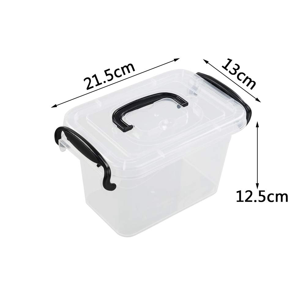 Bringer Set of 6 Mini Plastic Storage Box, 1.5 L Clear Tiny Latch Box, F