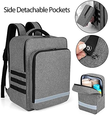 Trunab Emergency Medical Backpack Empty, First Responder Trauma Bag with Detachable Side Pockets and Anti-Slip Bottom for EMT, Paramedic, Nurses, Tactical Medics, Home Care, Bag Only