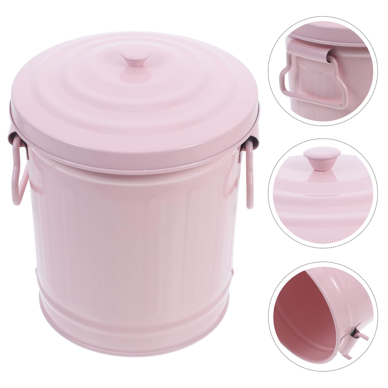 Vaguelly Mini Trash can with Lid Metal Desktop Bin for Desk Bathroom and Countertop Small Waste Basket for Office Organization Pen Holder for