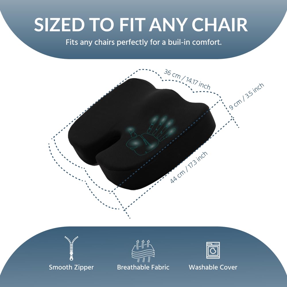Home Sense Memory Foam Seat For Cushion Chair and Armchairs, Posture Support, Breathable And Soft, Car Seat, Comfort, Lumbar Support
