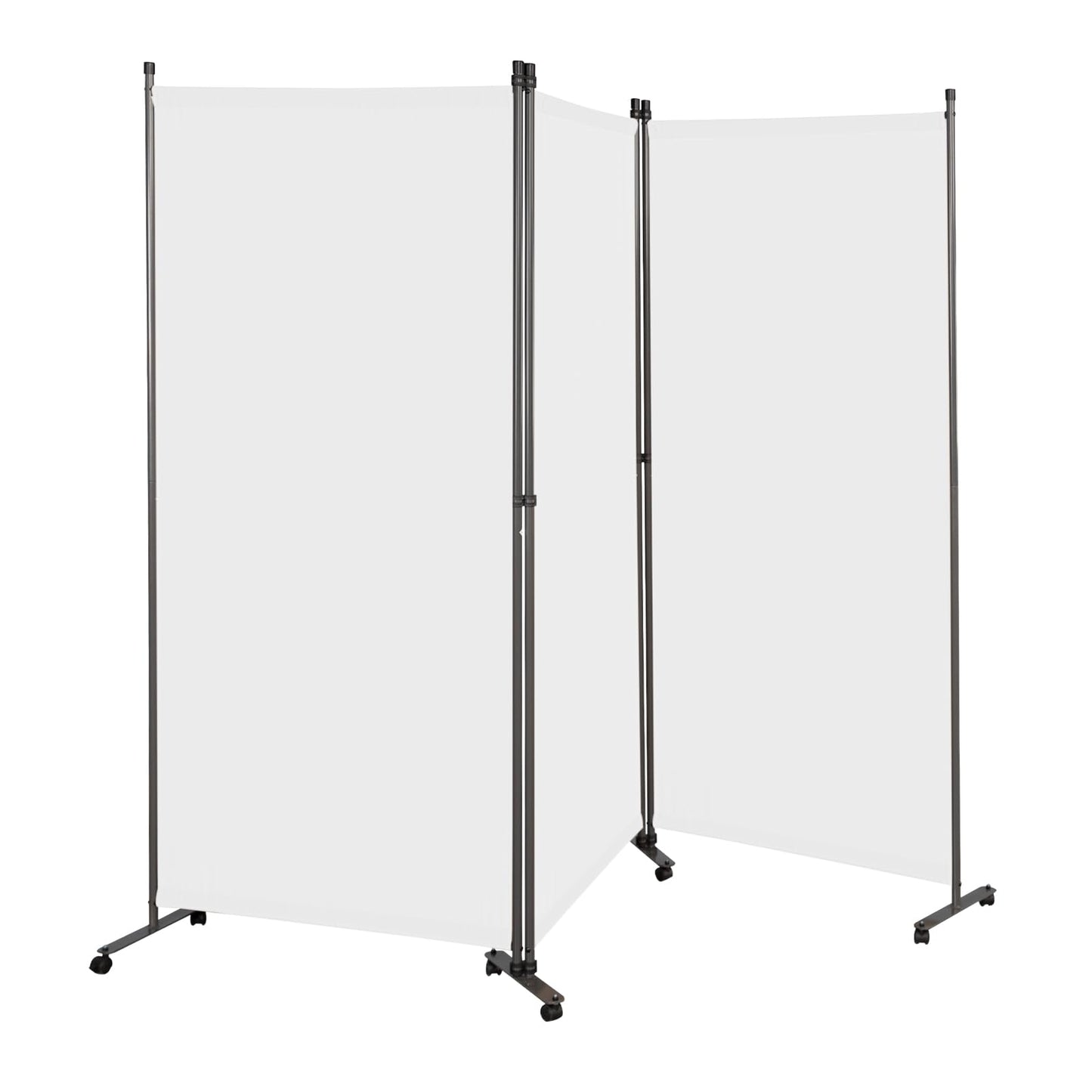 Angel Living 3 Panels Folding Room Divider, Privacy Screen Composed of Polyester Fabric and Sturdy Iron Frame