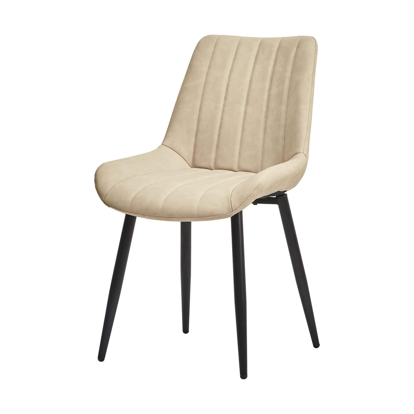 TUKAILAi Dining Chairs Set of 2, Beige Faux Leather Chairs for Kitchen