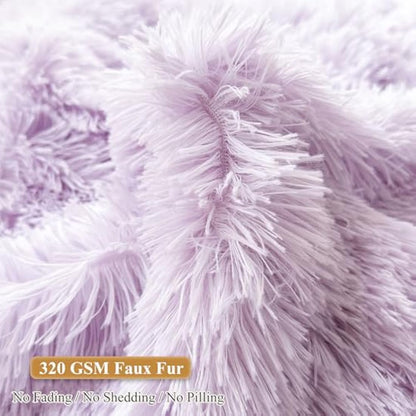 XeGe Faux Fur Comfy Bean Bag Cover for Living Room(No Filler), Fluffy Stuffed Animal Storage Bean Bag Chair Cover Light Purple, Furry Fuzzy Beanbag Cover for Adults Kids Girls, Anti-slip, Lavender