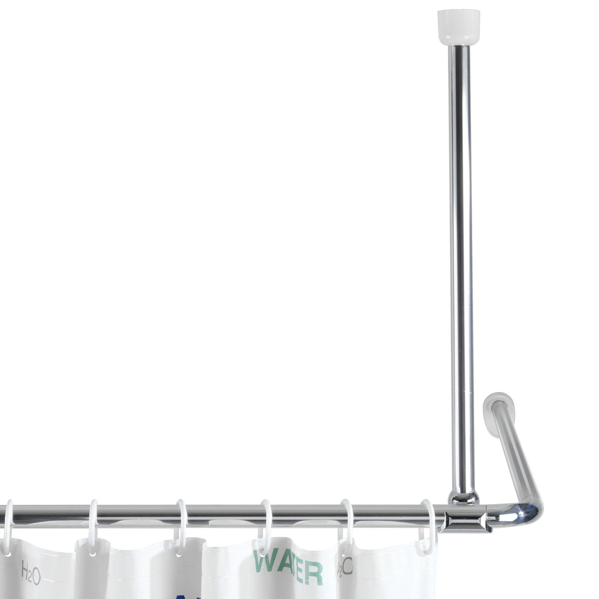 Wenko 19212100 Ceiling support for telescopic shower rail 57 cm length, Metal Aluminium, Chrome