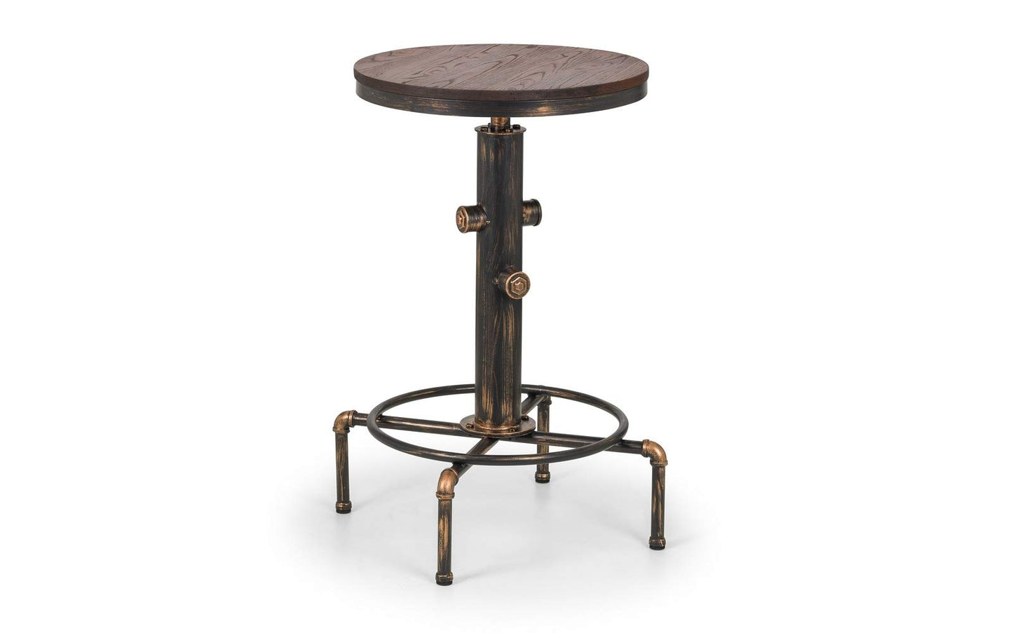 Julian Bowen Rockport Bar Table for 2-4, Pipework, Wood - H105 x W66cm