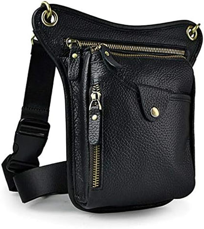 Xieben Leather Drop Leg Bag for Men Women Motorcycle Bike Riding Cycling Multi-Purpose Thigh Waist Fanny Pack Travel Hiking Sports Camping Pouch