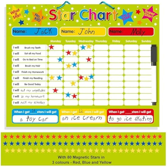 Multi-Purpose Magnetic Reward Star Chart - Durable 40x30cm Board for Behaviour & Task Tracking