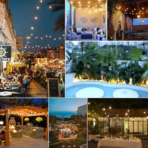 ZOTOYI 150FT S14 Outdoor String Lights Garden Lights Mains Powered Waterproof IP65 with 45+5 Plastic LED Bulbs, Warm White 2700K, Festoon Lights Outdoor for Outside Backyard Balcony Party Wedding