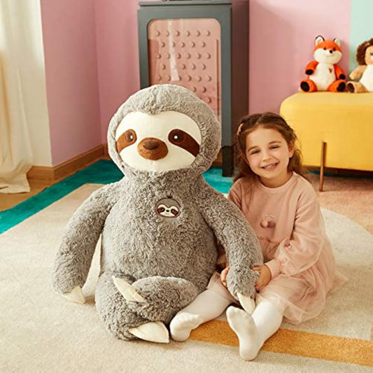 IKASA Large Sloth Stuffed Animal Soft Bradypode Toys for Children (Grey, 78cm)