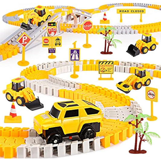 EUTOYZ Toy Cars for 2-10 Year Old Boys,Kids Play Vehicles Construction Toys Boys Digger Car Games Age 2 3 4 5 6 7 8 Easter Gifts Tractor Toys, Yellow-silver, Large Set
