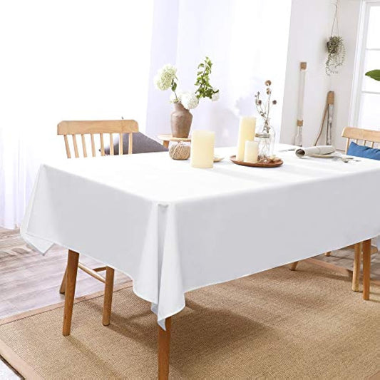 Deconovo Christmas Decorations Home Decorative Oxford Wipeable Tablecloth Rectangle Water Resistant Tablecloth for Party 130x130cm(51x51in) White