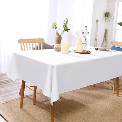 Deconovo Christmas Decorations Home Decorative Oxford Wipeable Tablecloth Rectangle Water Resistant Tablecloth for Patio Table 130x280cm(51x110in) White
