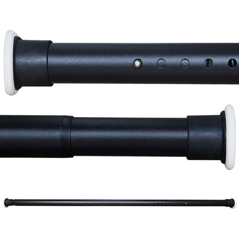 Extendable Shower Curtain Rod No Drilling Telescopic Curtain Poles Wardrobe Clothes Rail Carbon Steel 210-260CM Black Adjustable Spring Tension Rod