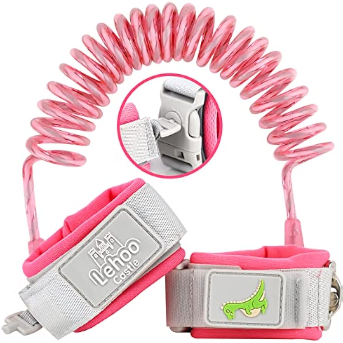 Lehoo Castle Baby Reins Anti Lost Wrist Link,Toddler Reins with Lock for Walking, Child Safety Harness Walking Leash for Children Boys and Girls (Pink)