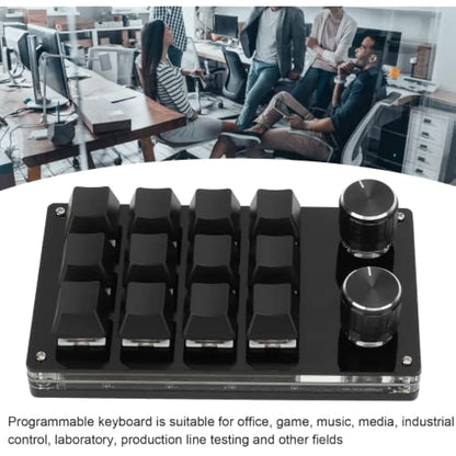 zalati Mechanical Keyboard, 12-Key USB Mini Programmable Keys No Drive Needed with Knob Design Easy to carry 2.97 x 5.14inch - Black