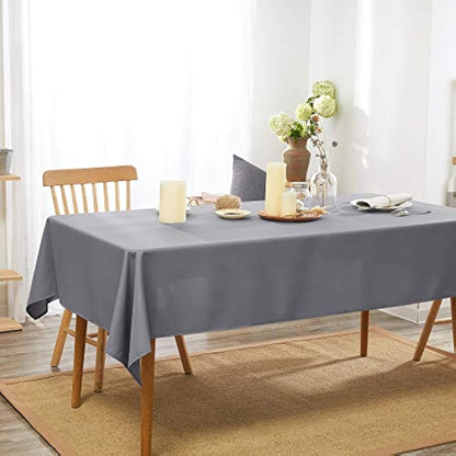 Deconovo Home Decorative Oxford Tablecloth Water Resistant Table Covers Rectangular Tablecloth for Dining Table 132x229cm(52x90in) Grey