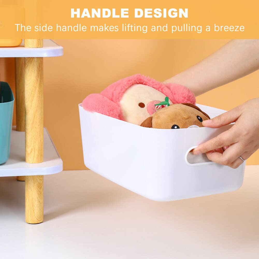 Bgfuni Set of 4 Storage Boxes, Organiser Box with Handles (Original Design), Small Plastic Box, White for Household