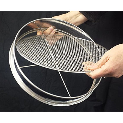Practicool garden potting mix sieve - stainless steel riddle - soil sifting pan - with 4 interchangeable filter mesh sizes - 3,6,9,12 mm and bonus spade