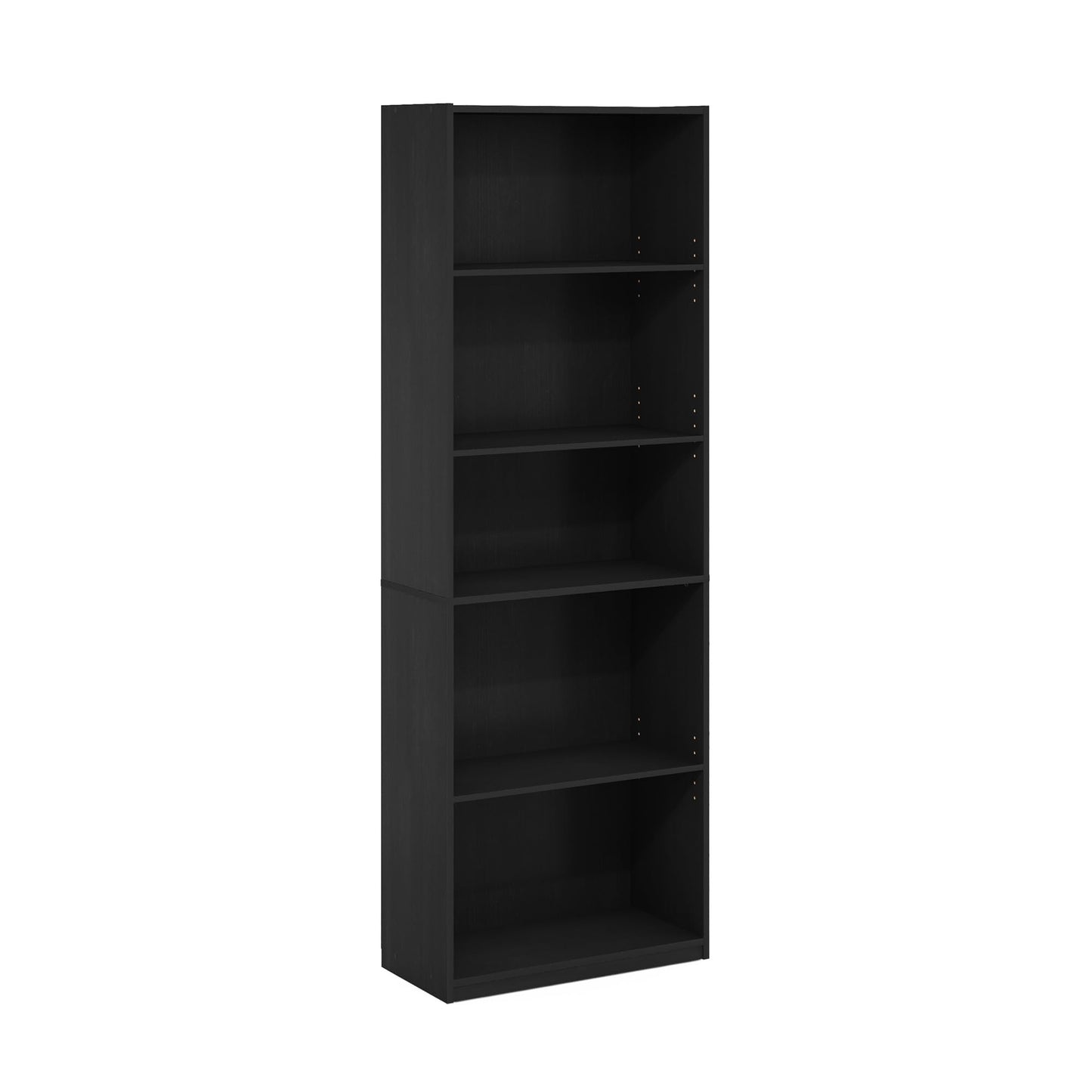 Furinno GEHRY Book Shelf, 5-Tier Bookshelf, Bookcase with Adjustable Shelves, 11.6 x 24.8 x 71.4, for Living Room, Bedroom, Home Office, Blackwood