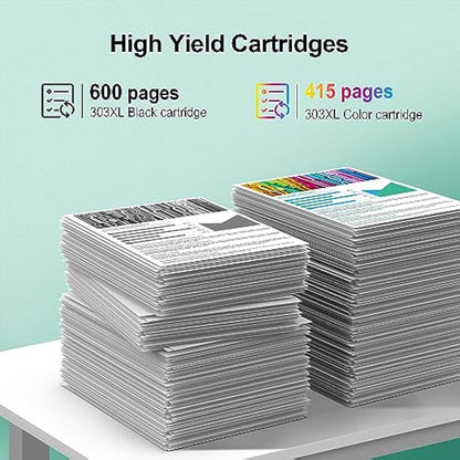 Salols 303XL Ink Cartridges Replacement for HP 303 Ink Cartridges Combo Pack for HP303XL Black and Colour for HP303 303 XL for HP Envy Photo 6230 7234 6234 6220 7830 7130