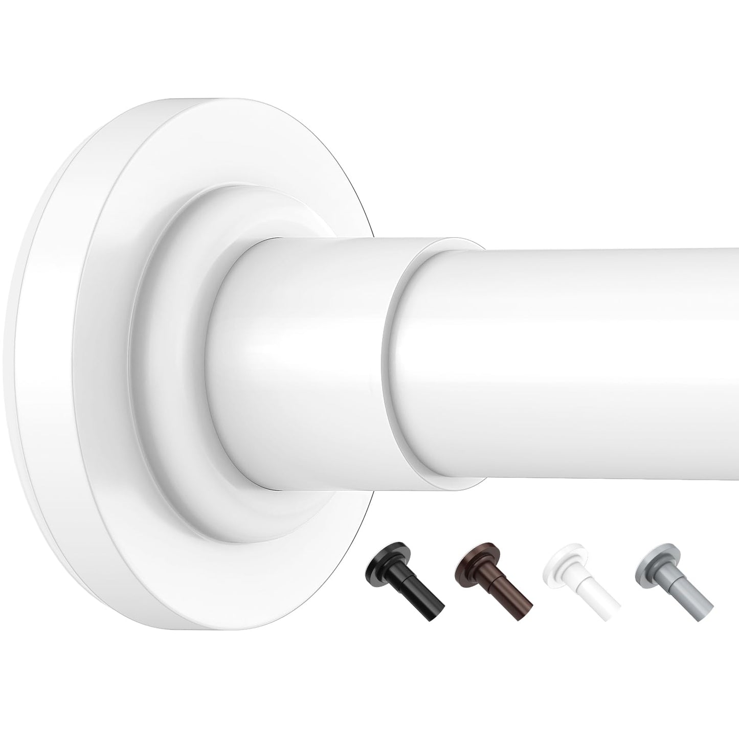 Yeabett Curtain Poles, 48-119.4cm Extendable Net Curtain Rod, Telescopic Curtain Pole for Bathroom or Windows, No Drilling, No Slip, No Rust, White