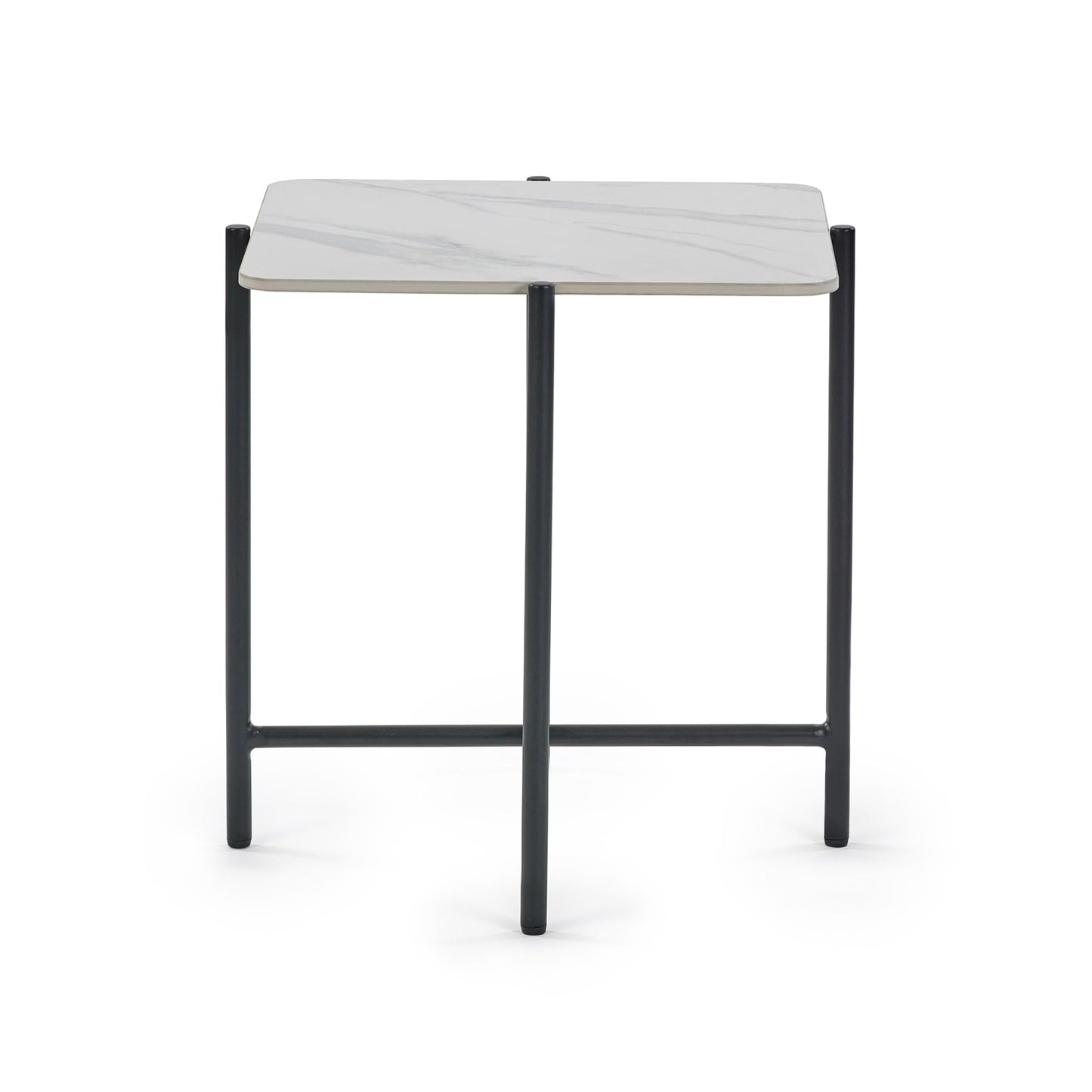 Julian Bowen Siena Square End Table, White Marble Effect - H55 x W50cm