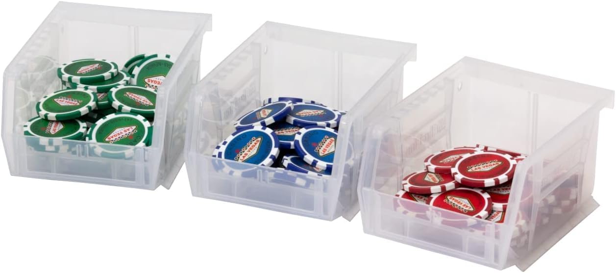 Akro-Mils 30210 AkroBins Plastic Storage Bins, Space-Saving Stackable Bins for Garage, Pantry, Craft Organization, 13.7 cm x 10.5 cm x 7.6 cm, Clear