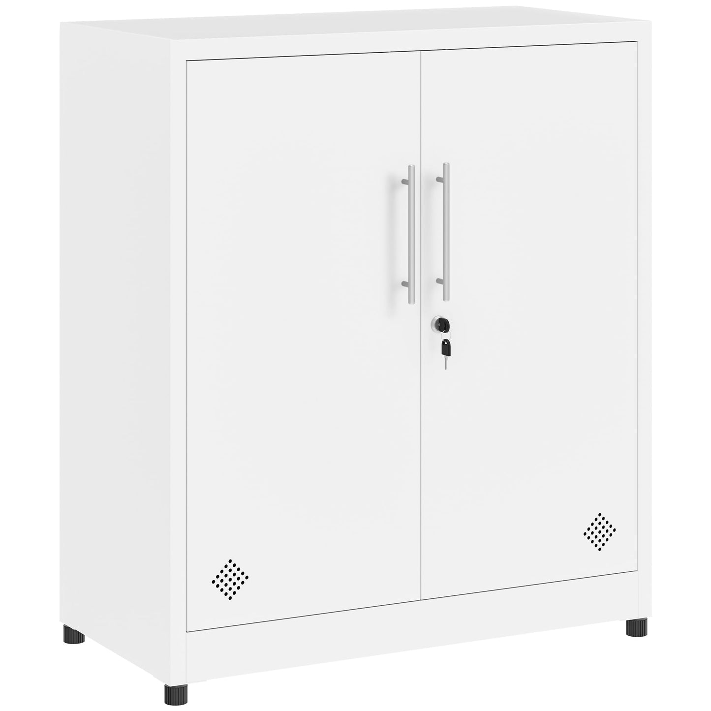 YITAHOME 2 Door Storage Cabinets, Metal Filing Cabinets with Key, Freestanding Storage Cupboard with 2 Adjustable Shelves