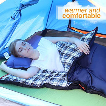 REDCAMP Cotton Flannel Sleeping Bags for Camping, 3-Season Warm and Comfortable Adult Sleeping Bag, Envelope with 2/3/4lbs Filling