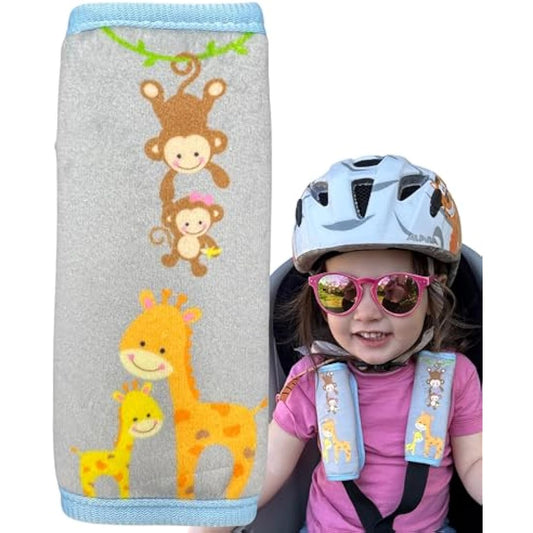 HECKBO 2X Baby Harness Pads Mom & Baby Animals – Soft Seatbelt Covers for Infant Car Seats & Carriers, Padded Strap Cushions for Boys & Girls, Baby Stroller Accessories