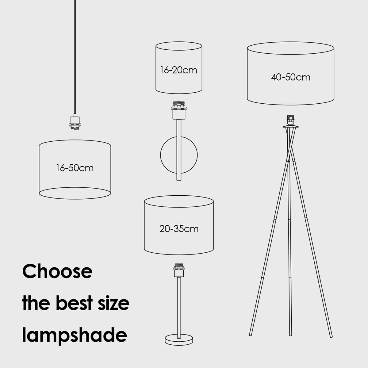 Home Sweet Home collection Modern Lampshade Canvas | Cylinder | 40/40/22cm | White | Fabric lampshade Made of Cotton | for E27 lamp Holder | RoHS