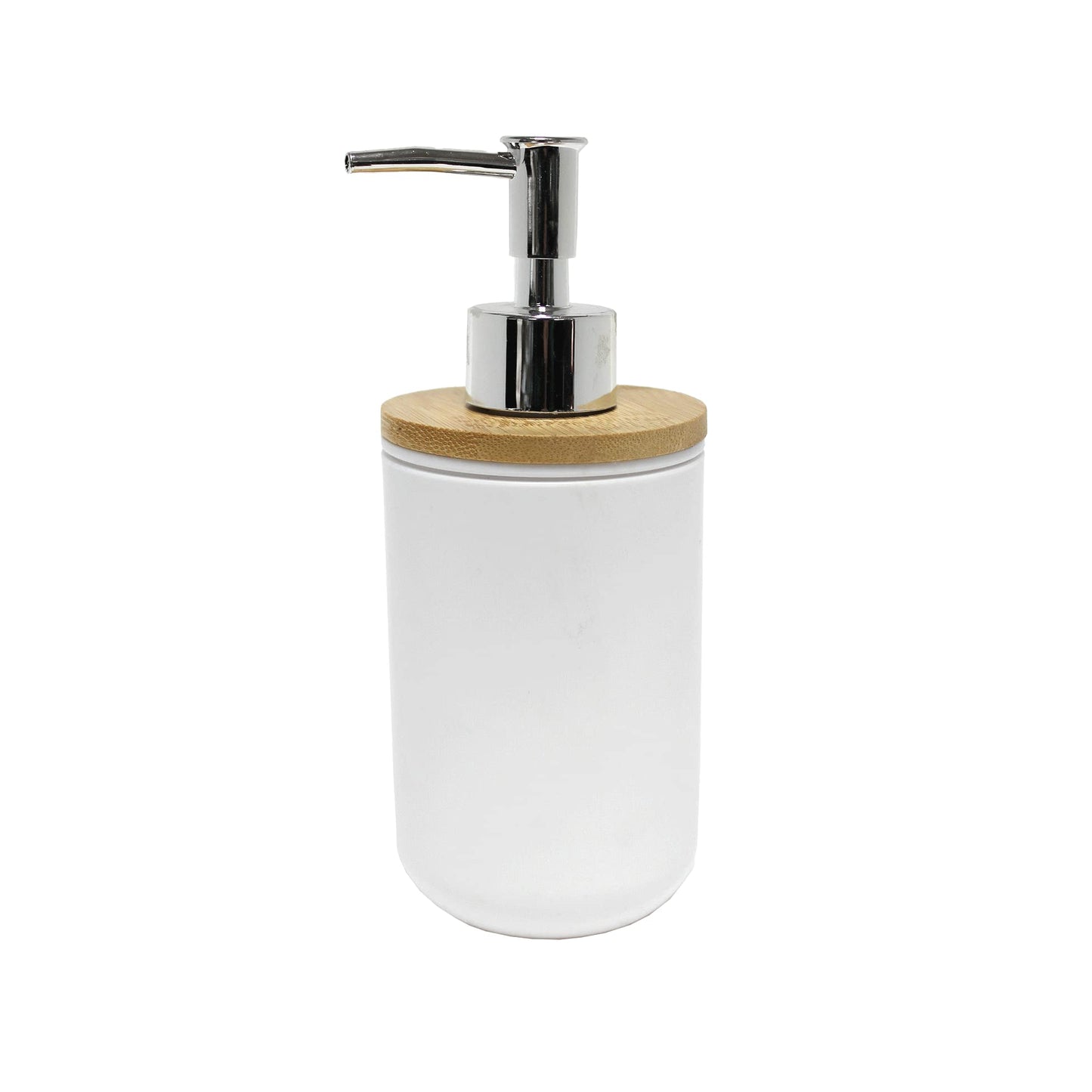douceur d'intérieur, Soap Dispenser (Diameter 7 x 17.5 cm) Smart White, Polystyrene Bamboo Finish