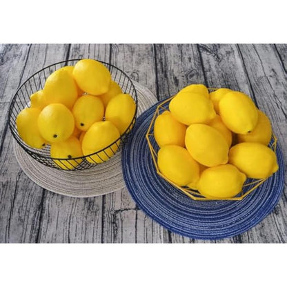 JEDFORE Artificial Lemon Lifelike Simulation Fake Fruit Lemons for House Kitchen Party Decoration Yellow 12pcs Set