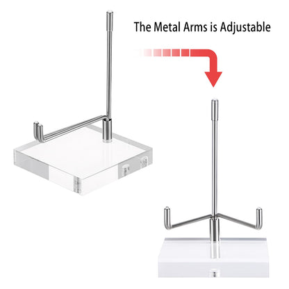 BTSKY Large Size Adjustable Silver Metal Arm Display Stand with Square Base