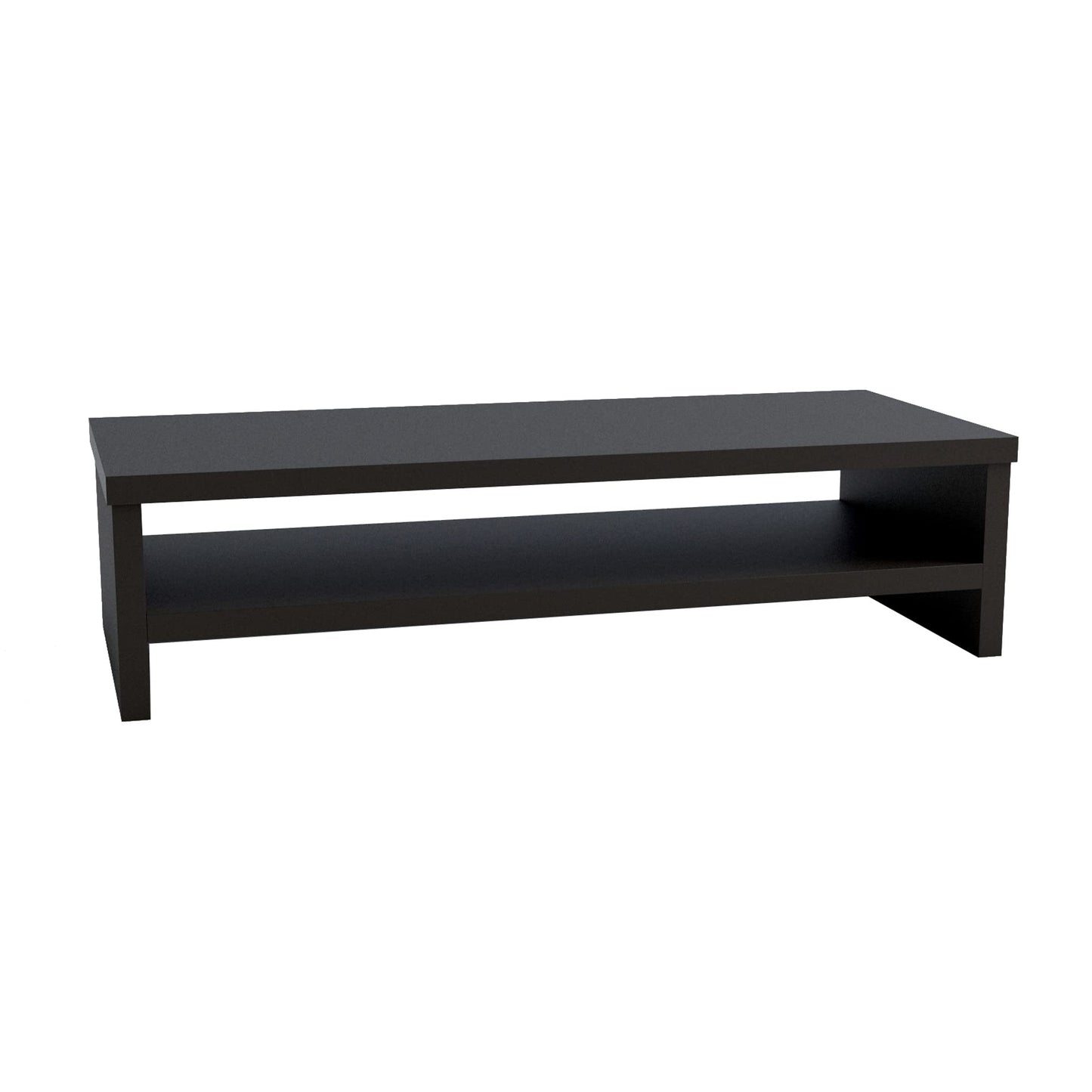 Henor Wooden TV Riser Monitor Stand with Intermediate Shelf 62 x 26.5 x 16 cm. Supports 50 kg.Graphite.